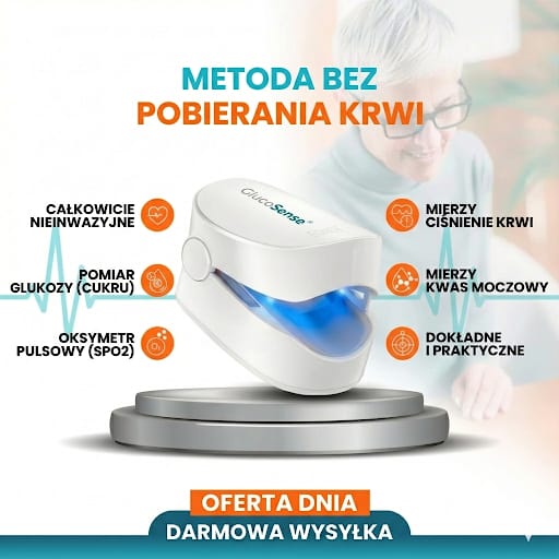 GlucoSense™ – Codzienne wsparcie zdrowia dzięki bezbolesnemu monitorowaniu 3 w 1