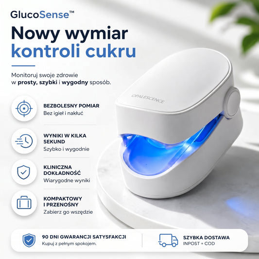 GlucoSense™ – Codzienne wsparcie zdrowia dzięki bezbolesnemu monitorowaniu 3 w 1